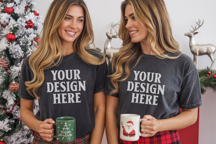 Bella Canvas 3001 Christmas Couple Mockup ,3001 Couple Mock example image 1