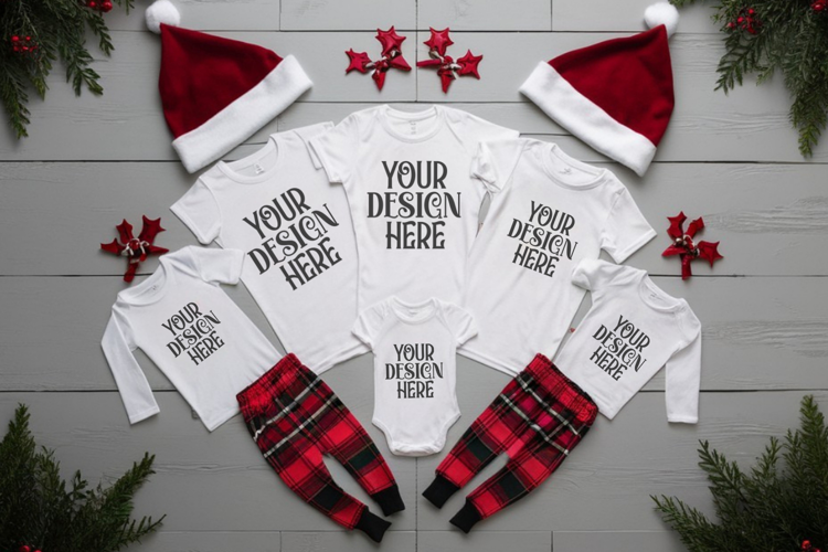 Christmas Family Matching Flat Lay T-Shirt Mockups