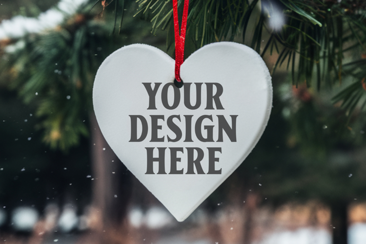 Holiday Love Heart Ornament Mockups | Romantic Christmas Tre