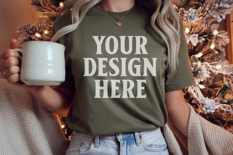 Blue Spruce Comfort Colors 1717 Christmas Shirt Mockup, Cozy