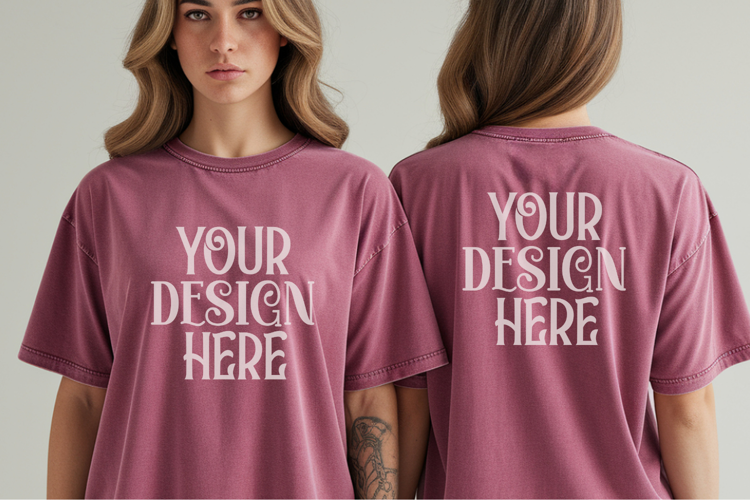 Comfort Colors 1717 Berry Front & back T shirt mockups