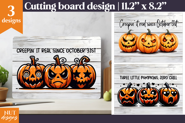 Spooky Pumpkins Cutting Board Halloween kitchen decor