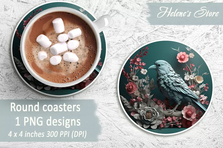 Birds Round Coasters | Coaster sublimation round design