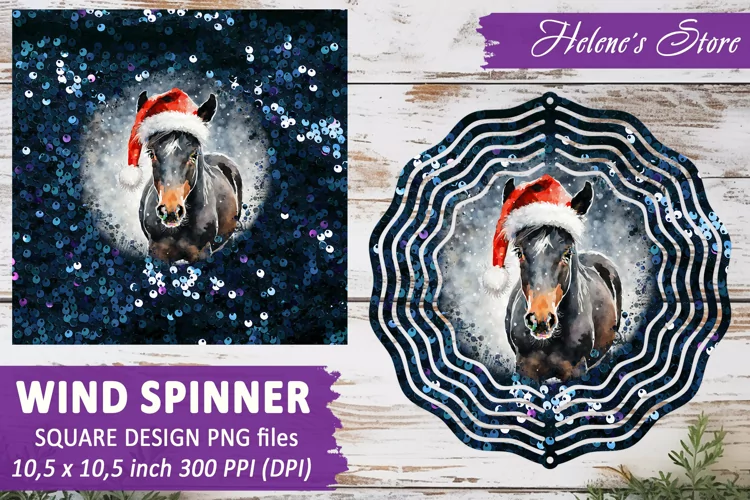 Christmas Horse Wind Spinner|Wind spinner sublimation design