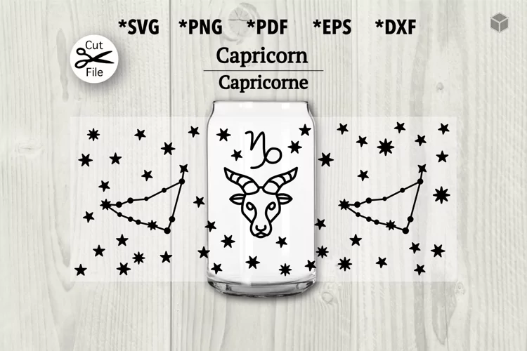 Capricorn Constellation Cup Wrap SVG for Glass