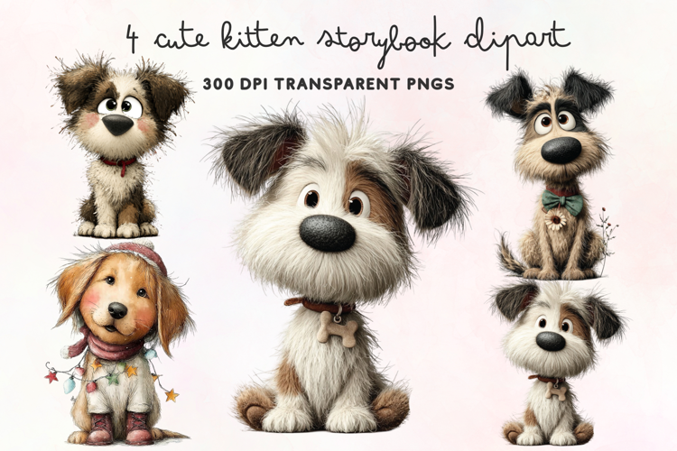 Cute Watercolor Dogs Clipart PNG