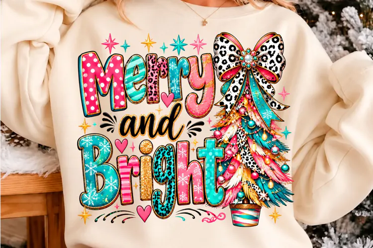 Merry Bright Christmas Tree Design