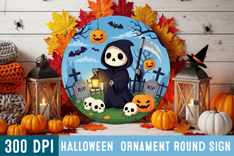 Halloween Ornaments Round Sign PNG, Halloween Round Sign PNG