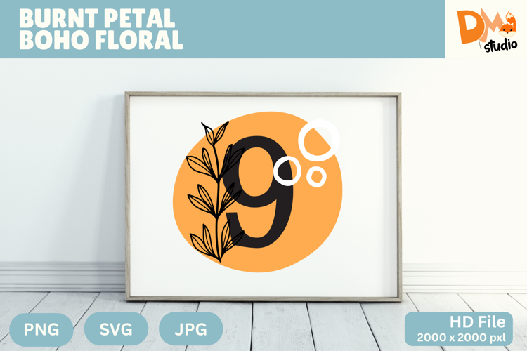 Burnt Petal Boho Floral Monogram