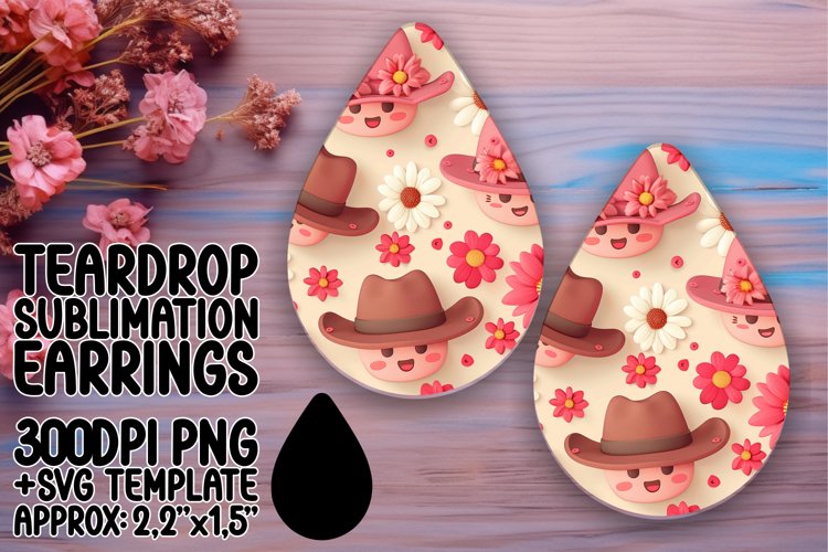 Whimsical Smile Pattern Teardrop Earring PNG