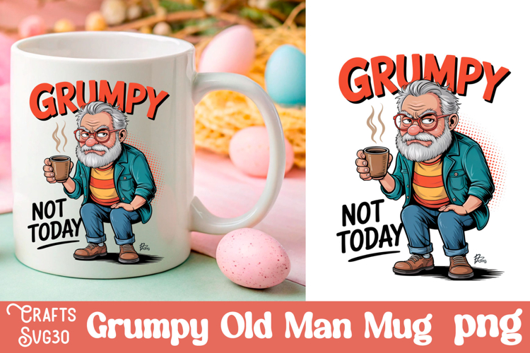 Grumpy Fathers Day Mug Old Man design png