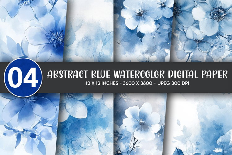 Abstract Blue Watercolor Digital Paper