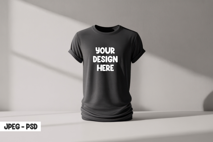 Dark T-Shirt Mockup PSD Side Shadow