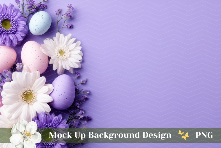 Easter Eggs Background PNG, Floral Purple Background Design