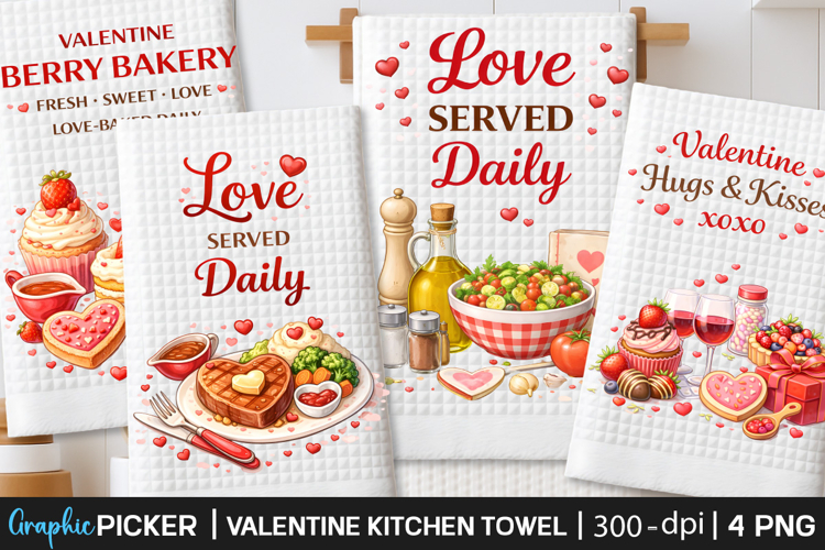 Valentine Kitchen Towel PNG, Valentine day Sublimation, Xoxo
