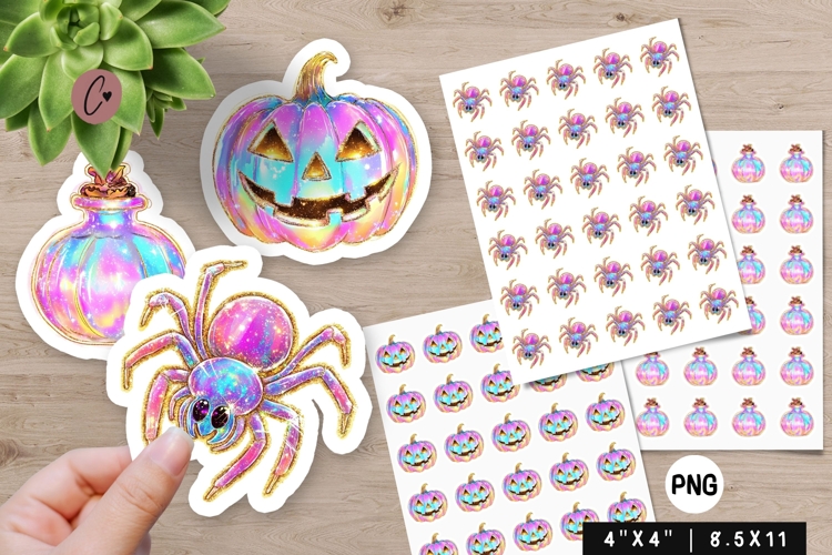 Iridescent Halloween Stickers | Halloween PNG