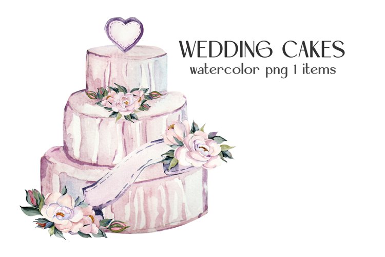 Watercolor wedding cakes with flowers. Wedding (2277084)