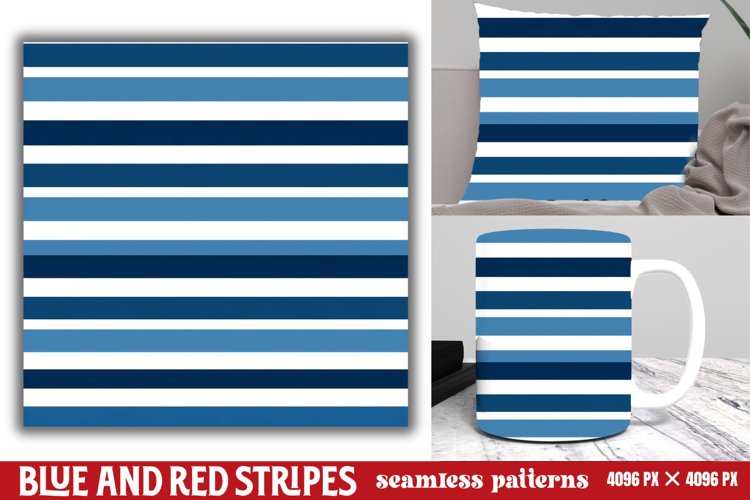 Blue and Red Stripes Seamless Pattern example image 1