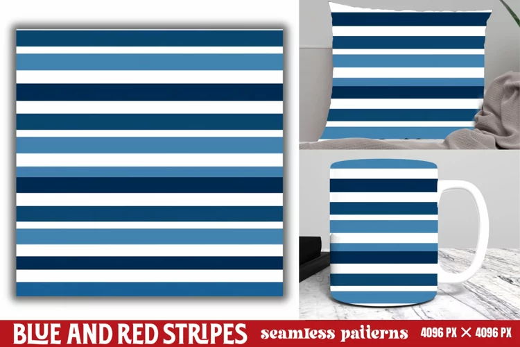 Blue and Red Stripes Seamless Pattern
