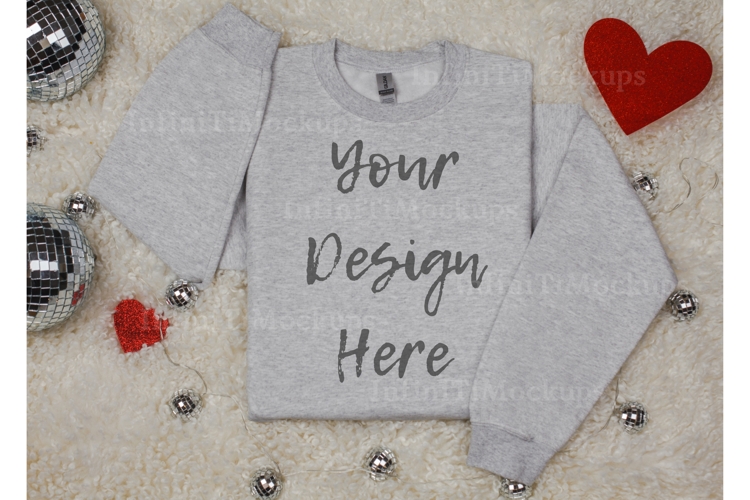 Valentines Day Gildan 18000 Ash sweatshirt mock up