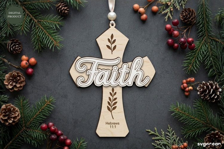 Christian Cross Ornament Laser Cut | Glowforge | SVG