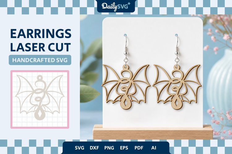 Demon Wings Earrings Laser Cut