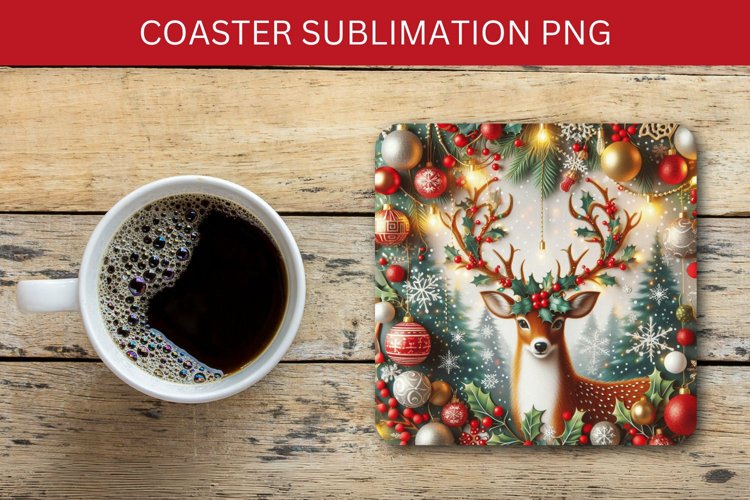 square coaster - christmas reindeers