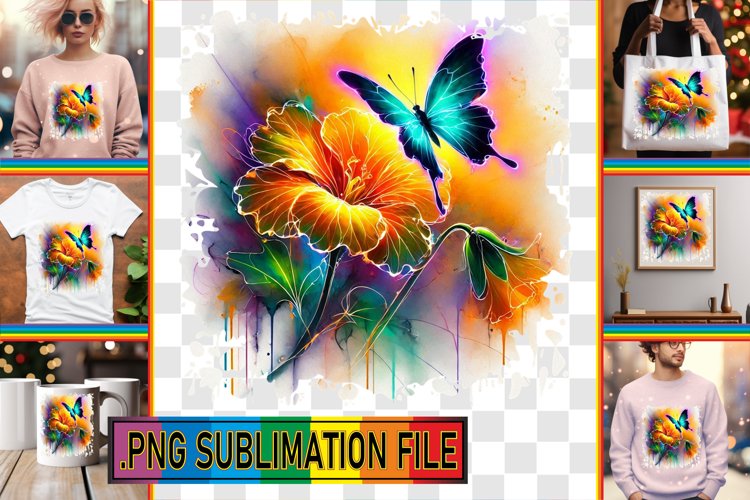 Vibrant TSHIRT Sublimation PNG, Butterfly
