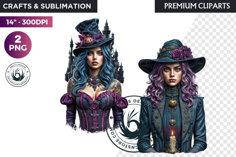 Fantasy Witch Clipart PNG, floral Witchcraft Art scrapbook