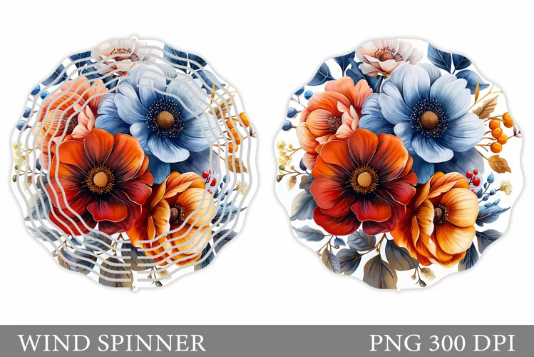 Floral Wind Spinner Sublimation. Flowers Wind Spinner Design