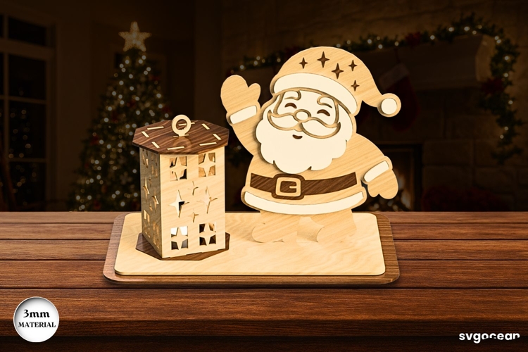 Santa Claus Candle Holder Laser Cut | Glowforge | SVG