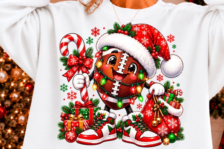 Football Christmas PNG, Festive Player Design, Holiday example image 1