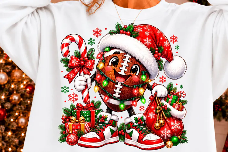 Football Christmas PNG, Festive Player Design, Holiday