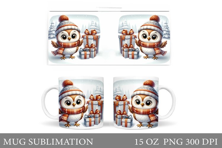 Christmas Owl Mug Design. Christmas Mug Sublimation