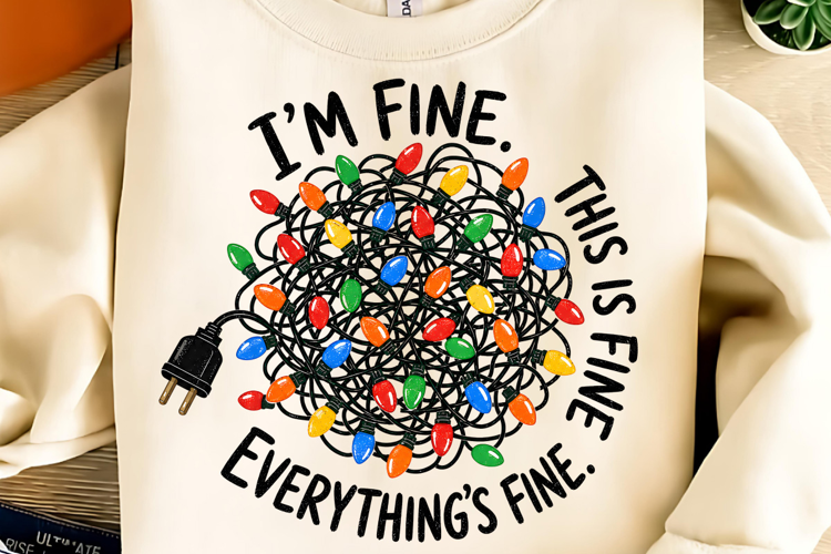 I'm Fine PNG, Christmas Sublimation Design, Funny Christmas