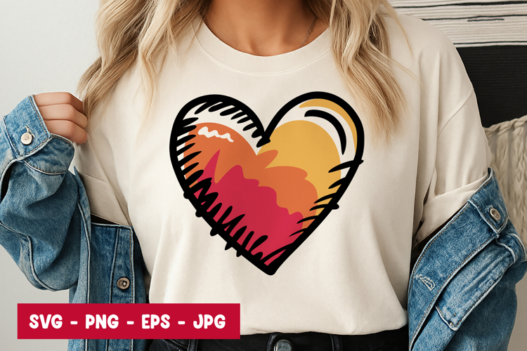 Warm Gradient Heart Scribble SVG PNG