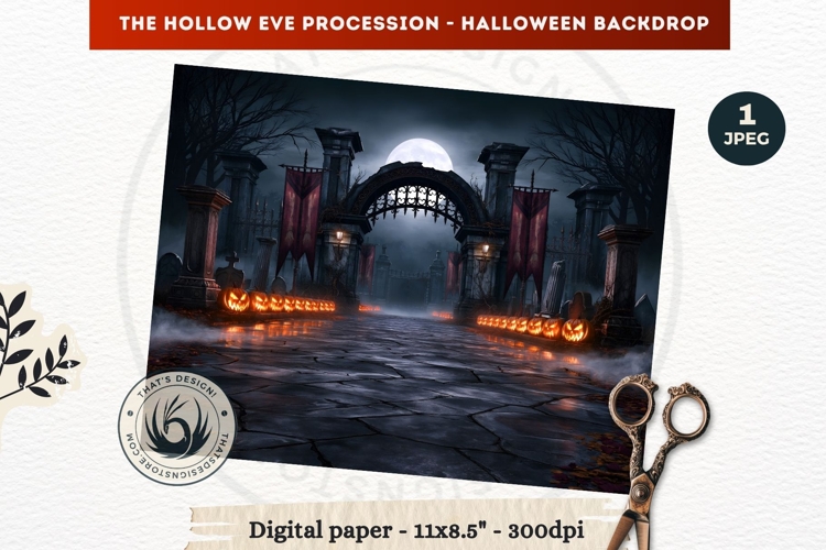 Gothic Halloween background - Hollow Eve Procession Backdrop