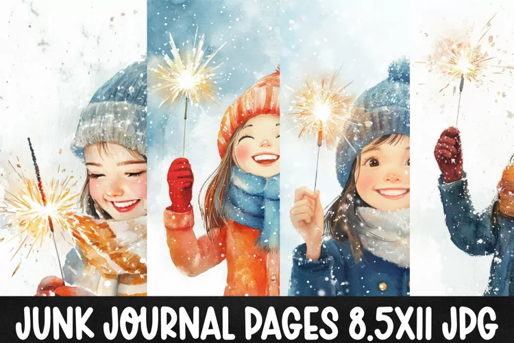 4 Christmas Digital Papers I Christmas Junk Journal Pages
