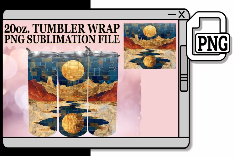 Golden Oasis: Mosaic Tumbler Wrap 20oz