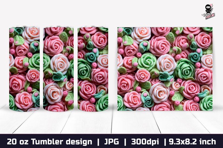 3d Flowers Tumbler, Roses Tumbler Sublimation Wrap