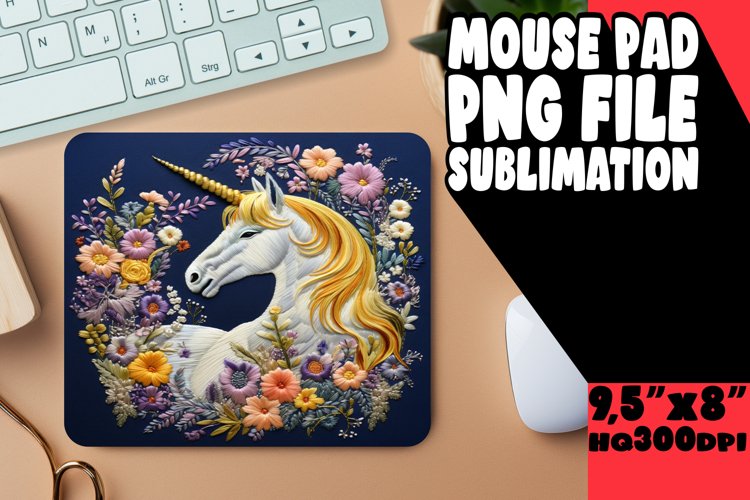Unicorn Embroidery Mouse Mat