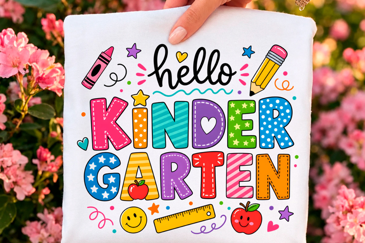 Hello Kindergarten School Supplies PNG