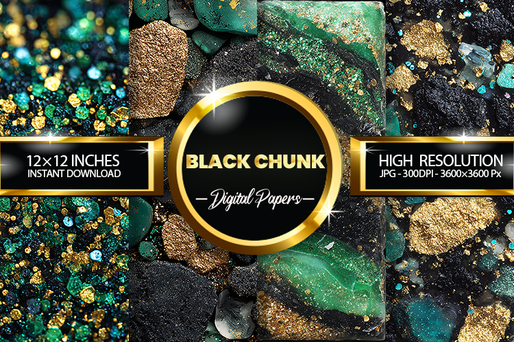 Black Emerald Glitter Digital Papers - 04 Variations