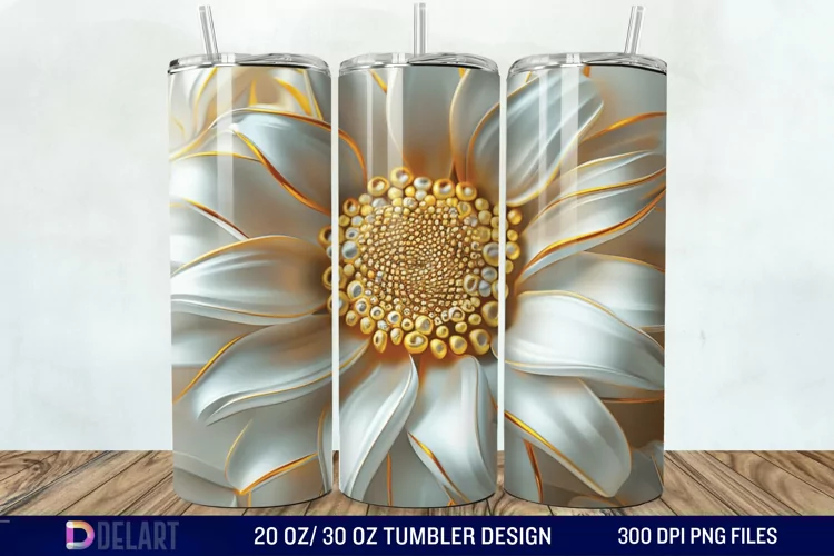 3d Sunflower floral Tumbler Wrap