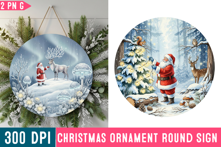 Christmas Ornaments Round Sign PNG, Christmas Round Sign PNG