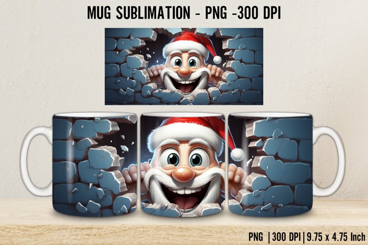 3d Santa Claus Mug Wrap Sublimation I 11oz Mug Sublimation