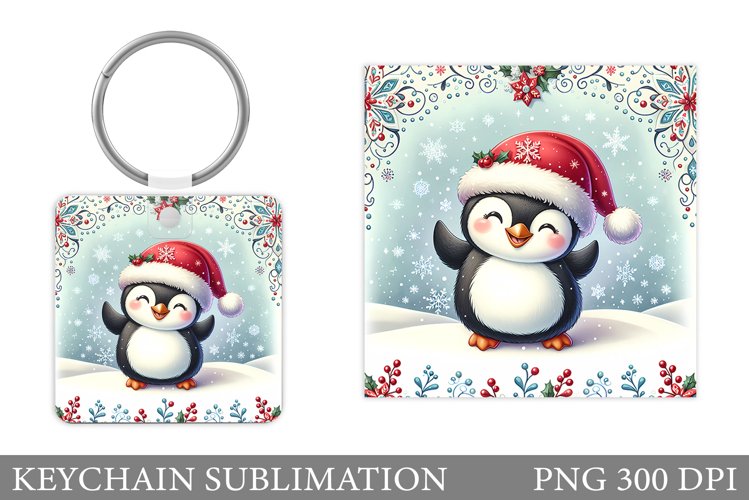 Christmas Penguin Keychain. Christmas Keychain Design example image 1