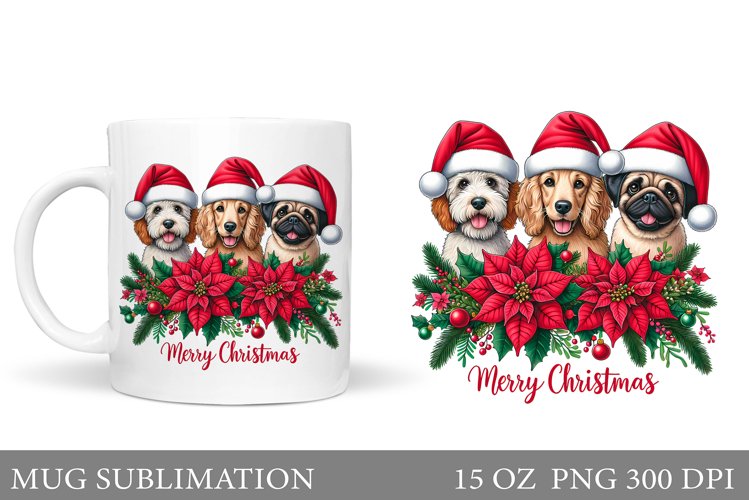Christmas Dog Mug Design. Christmas Mug Sublimation