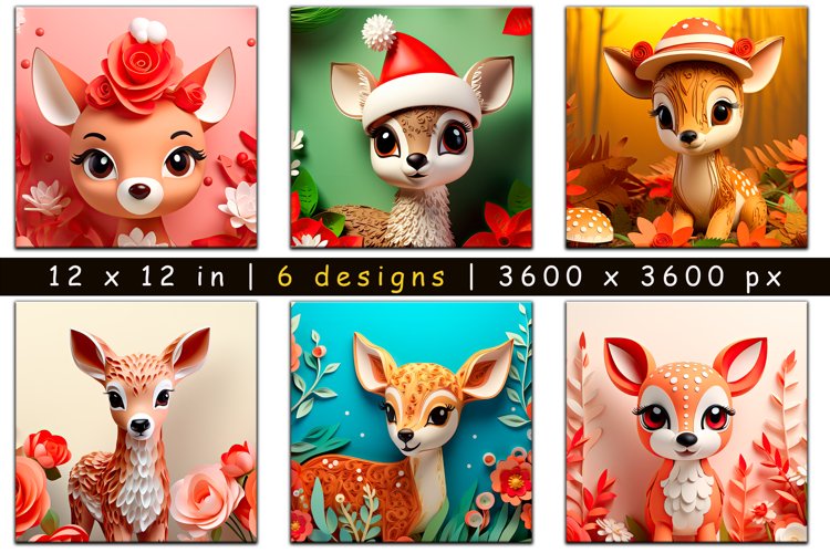 Christmas Deer Digital Paper, 3D Deer sublimation