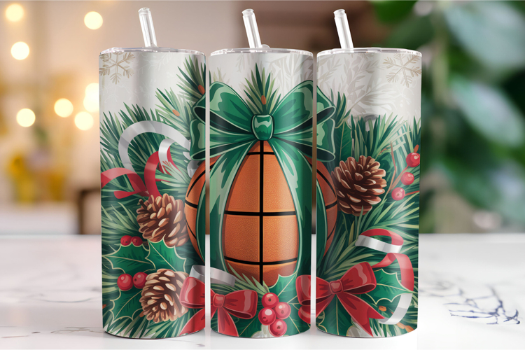 Merry Basketball Tumbler Wrap | Christmas Wrap